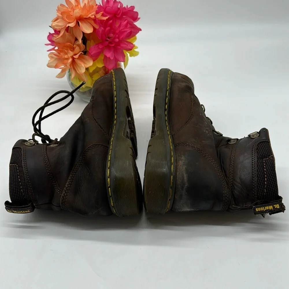 Dr. Martens Industrial Brown Leather Distressed Work Boots Size 10 MS6779D